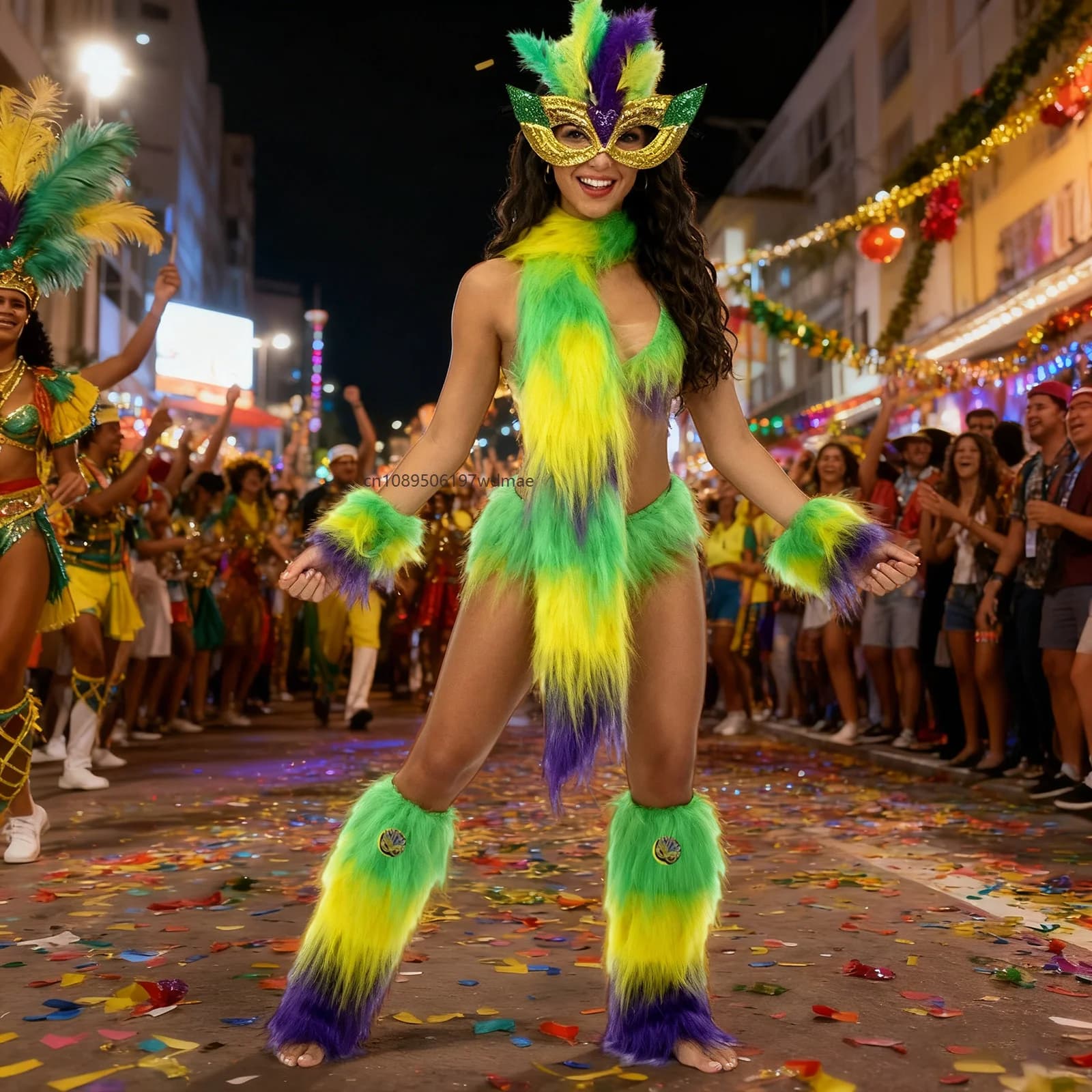 Carnival Costume Accessories Festive Face Covering Gloves Leg Warmers and Scarf Cosplay MardiGras Outfit Holiday Party