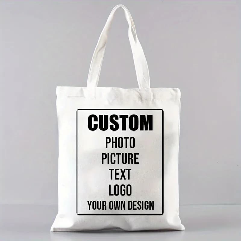 Personalized Fabric Photo Text Logo Tote Bag