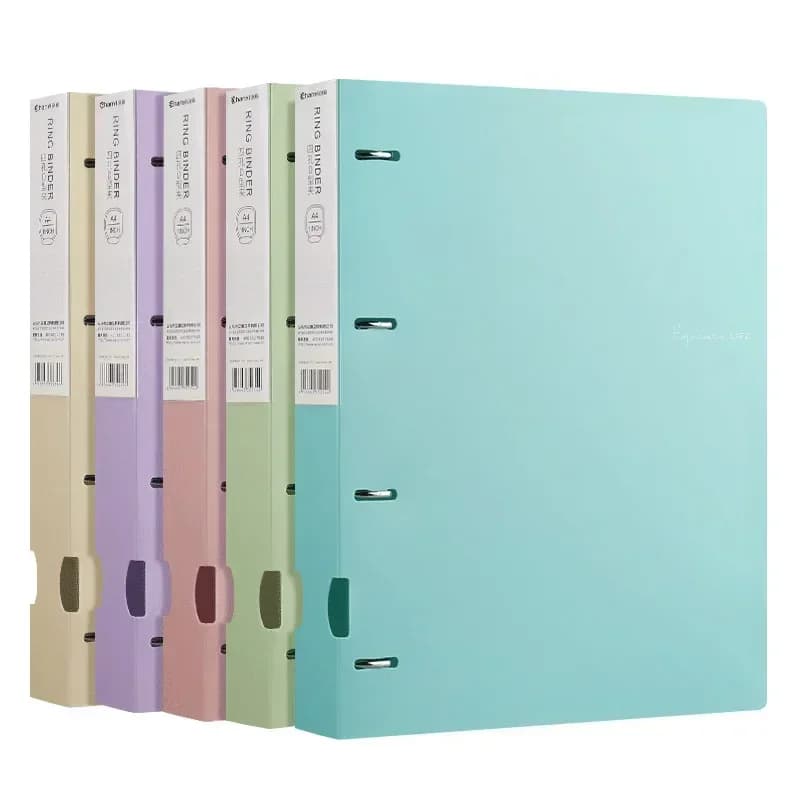 Portable 4-Hole D-Type A4 Plastic Folder