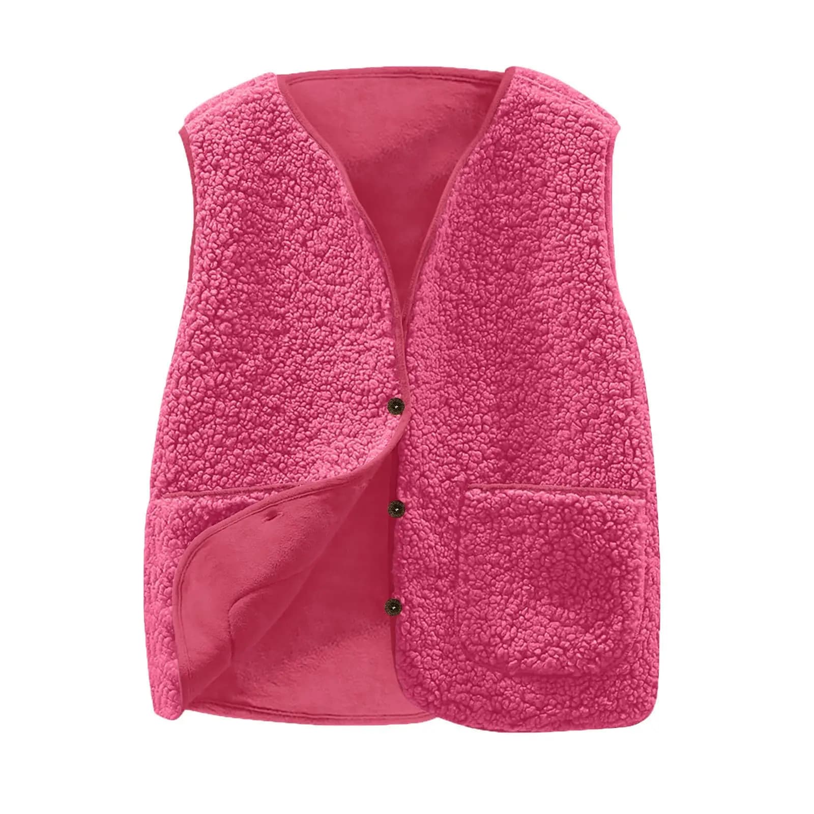 Women's Teddy Fleece Button Vest