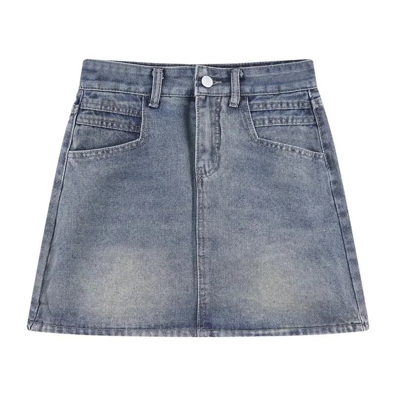 Women's Vintage High Waisted Denim Mini Skirt