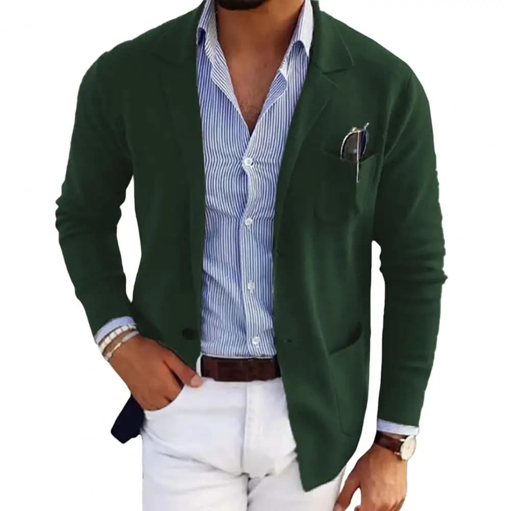 Men's Single-Breasted Solid Color Blazer