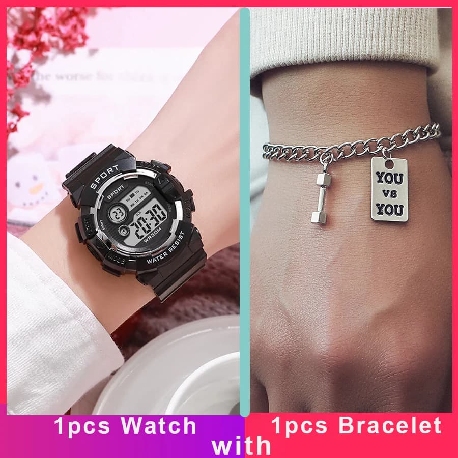 Men Women Digital Watches with Bracelet Multifunction Sports Watches Fashion Couple Watch Electronic Clock For Boys and Girls