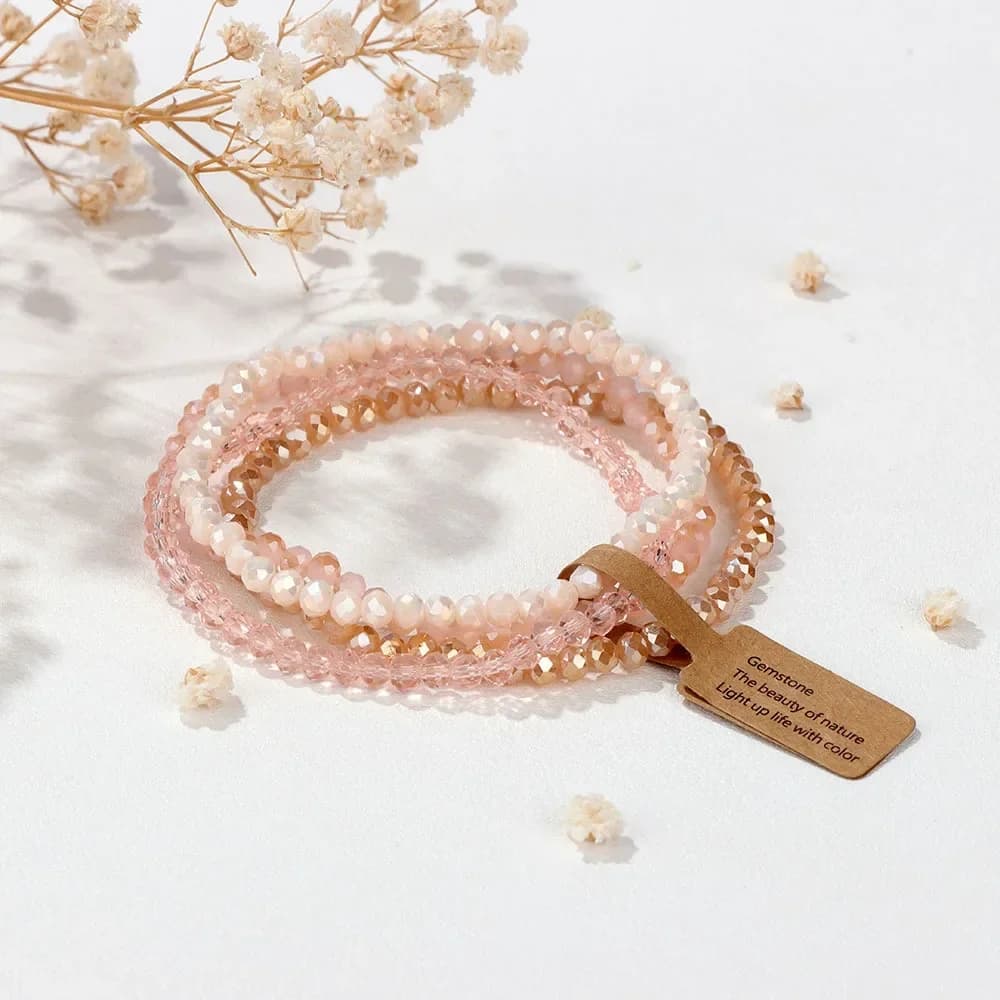 Faceted Glass Bead Stretch Bracelets Set