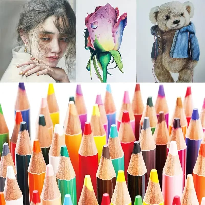 Colored Pencil Set with Canvas Roll-Up Case