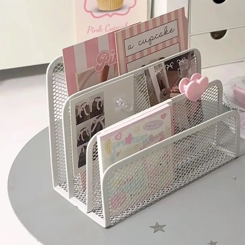Three-Tier Metal Mesh Desk Mail Organizer
