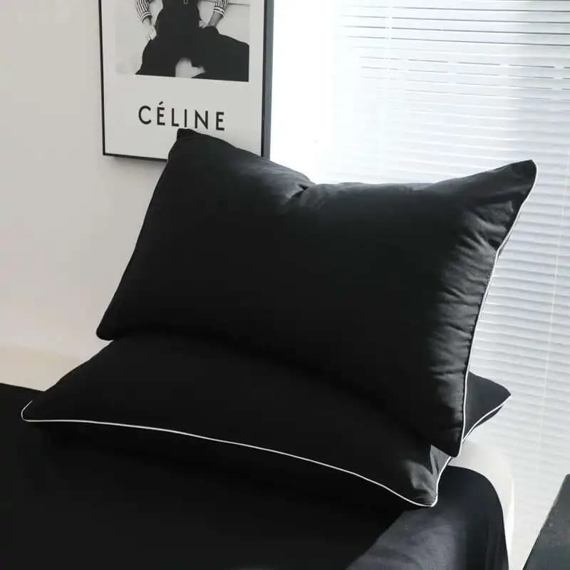Black Bedding Set - Minimalist Queen/King Size Quilt Set 100% Cotton Plain Bed Cover Full Set (Includes Pillowcases)​