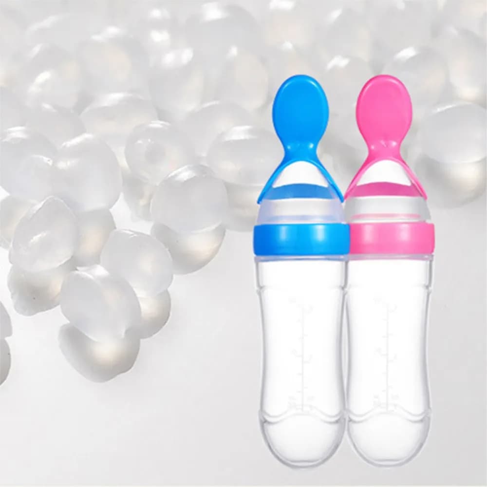 Baby Silicone Feeding Bottle with Spoon 90ml