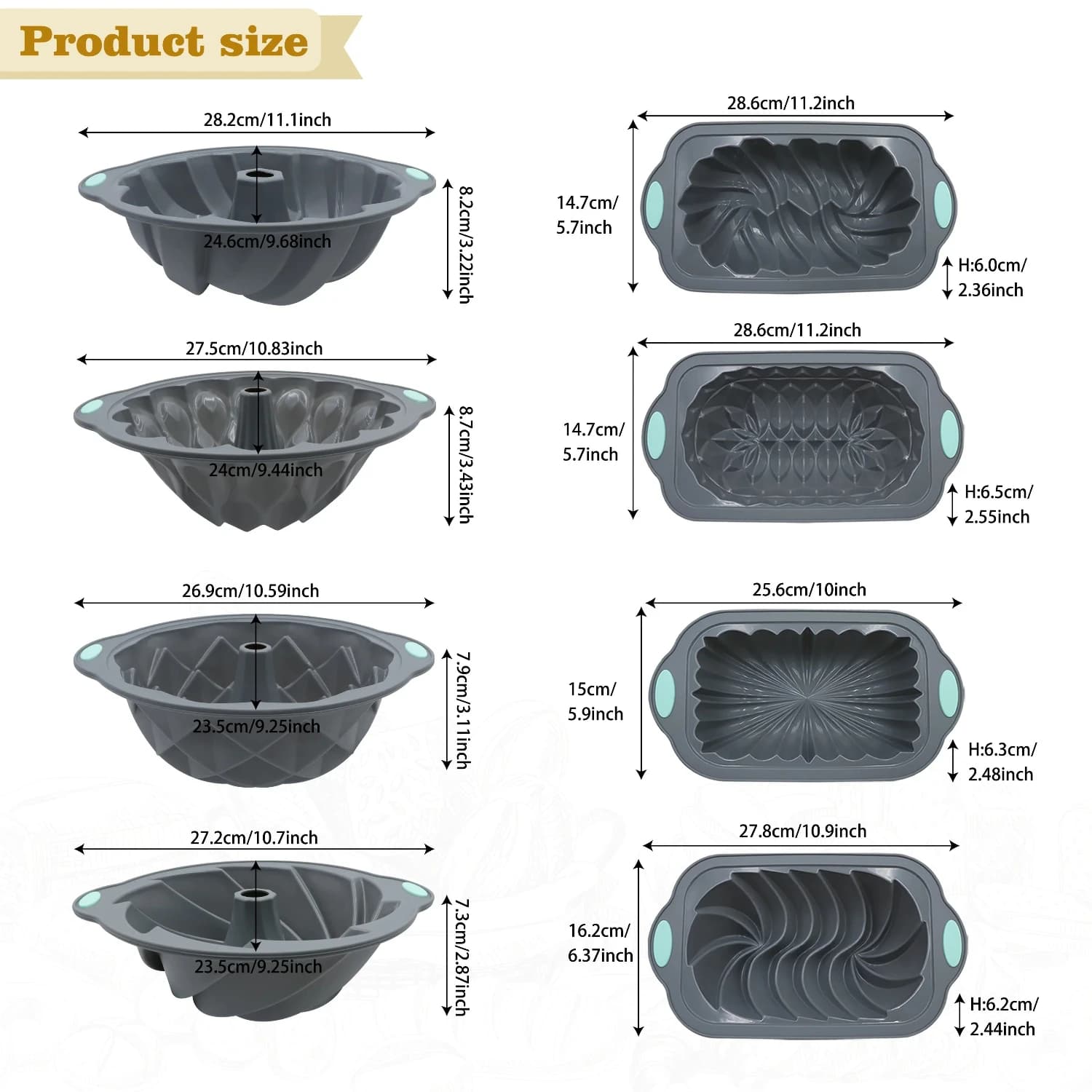 Silicone Bakeware Set with Assorted Cake Molds