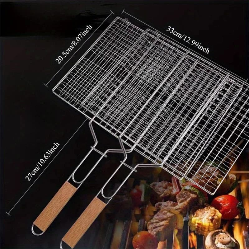 Large Folding BBQ Grill Basket with Handle