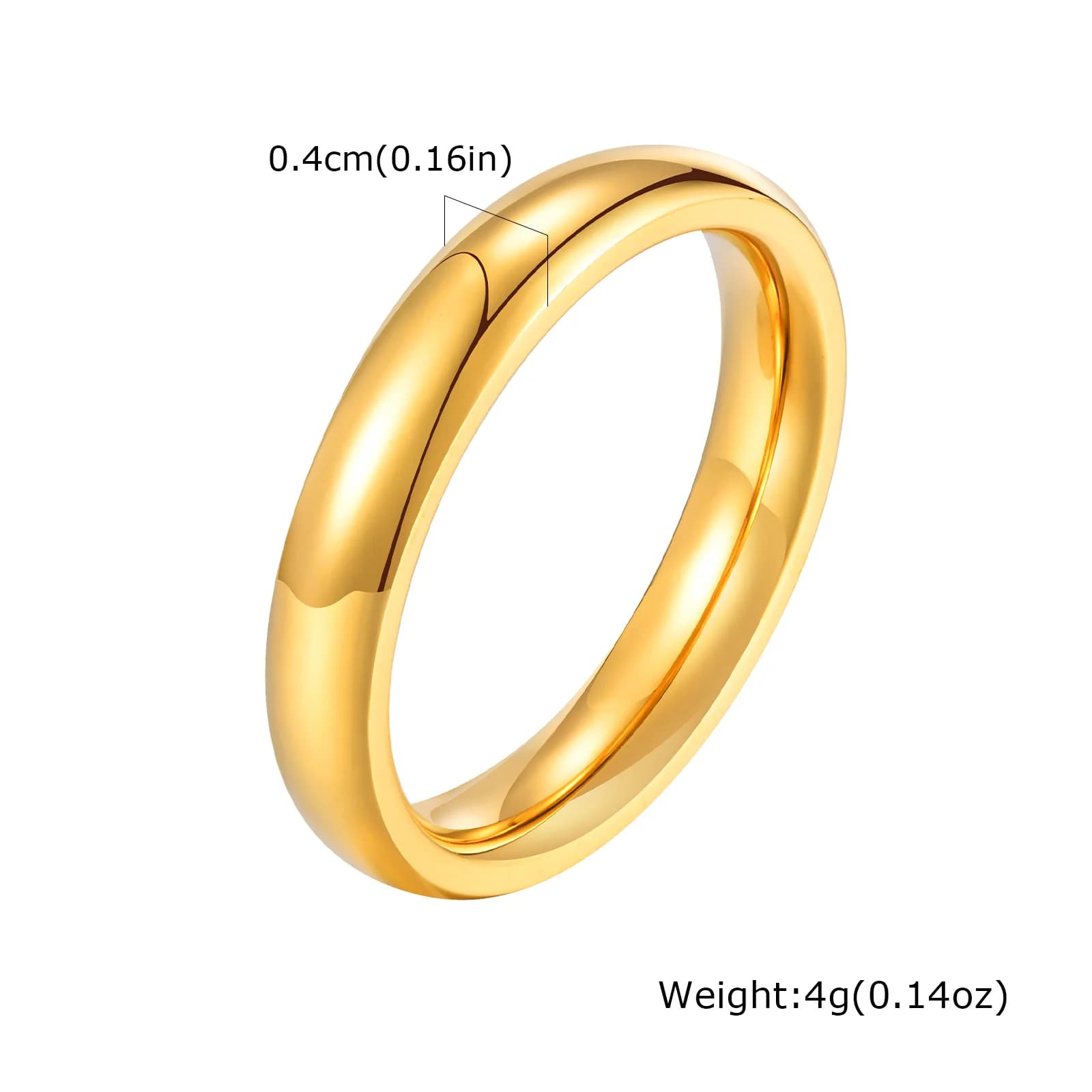 Gold-Tone Stainless Steel Wedding Band Ring