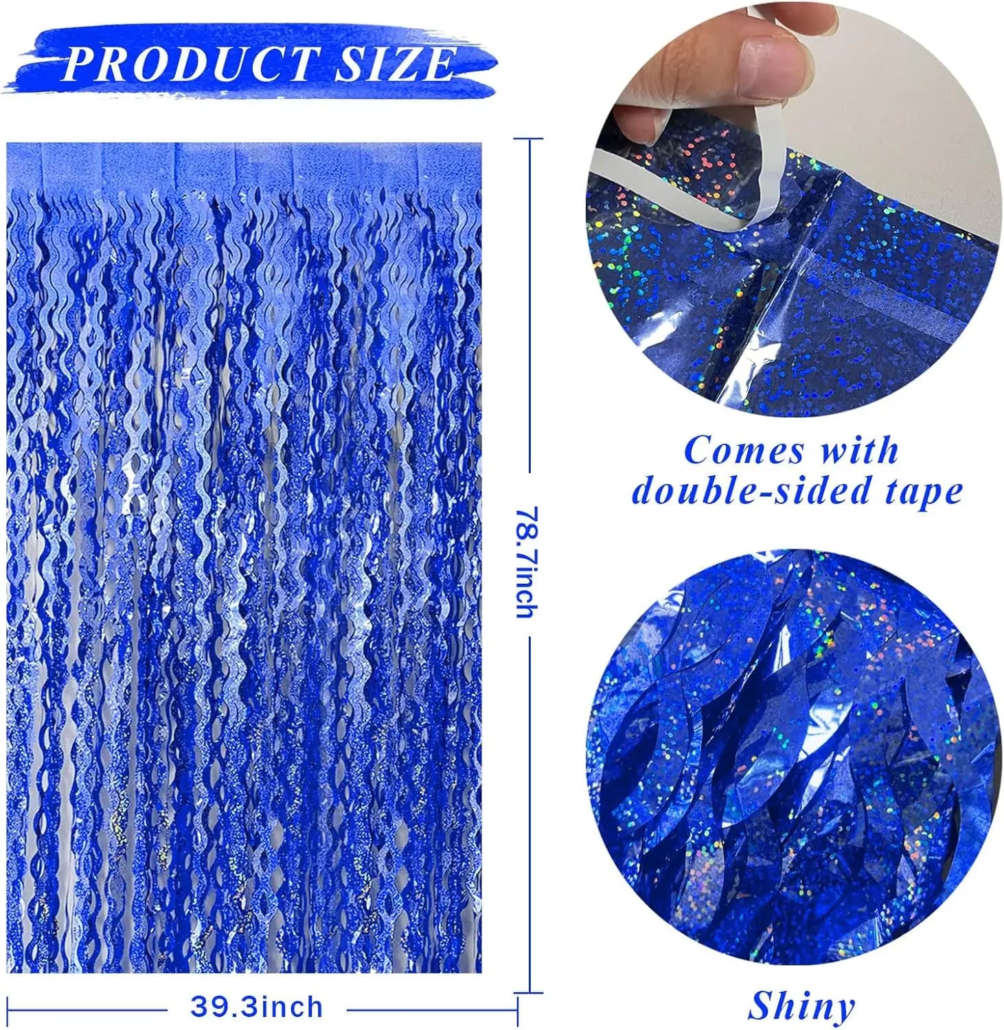Blue Fringe Streamer Party Backdrop