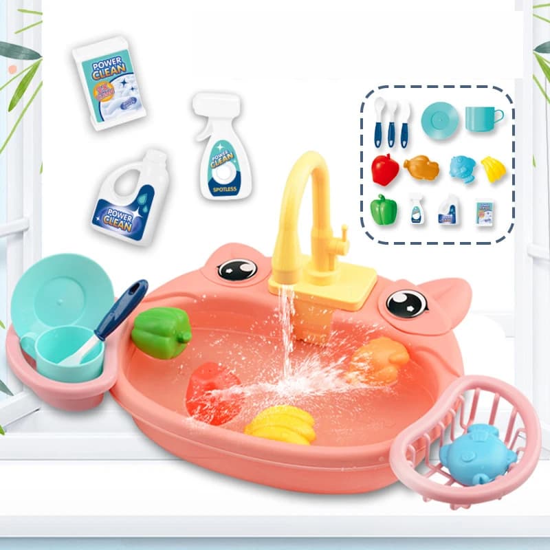 Kids Electric Dishwasher Sink Play Set