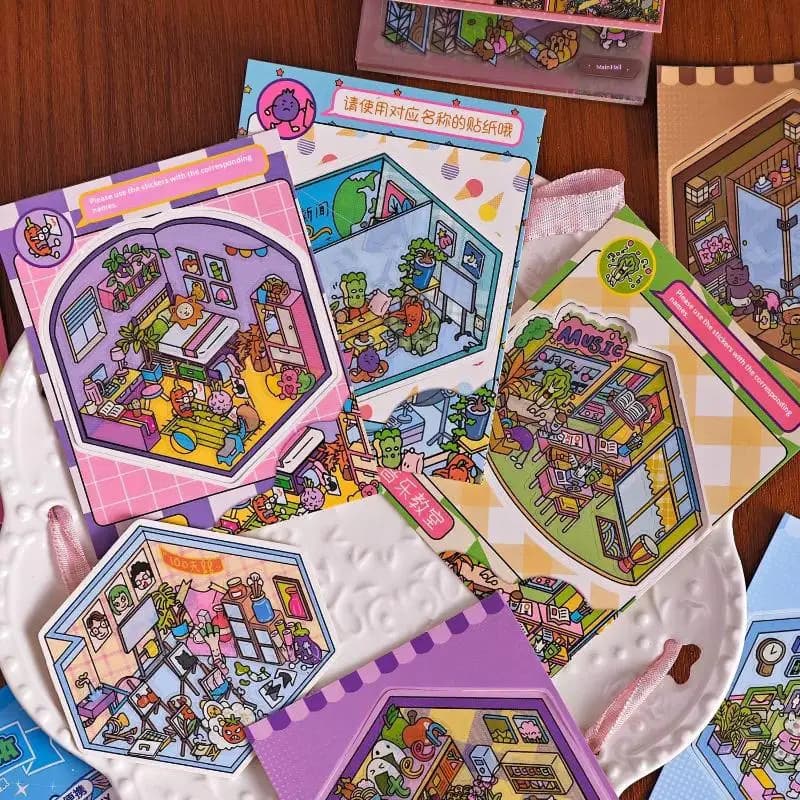 Kids Room Decor 3D Cute Cartoon Landscaping Stickers Perfect for Wall Art
