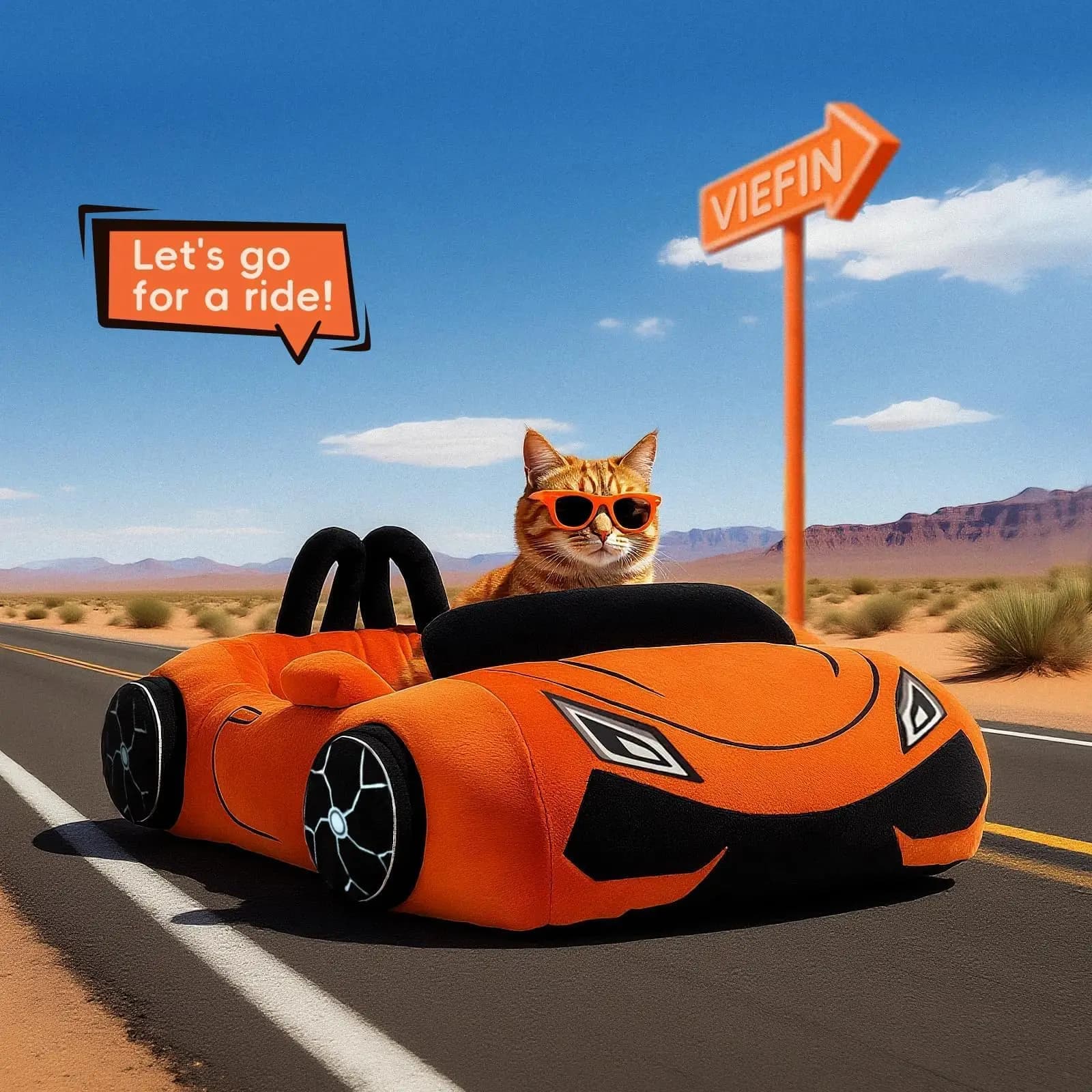 Sports Car Cat Bed with Washable Cushion