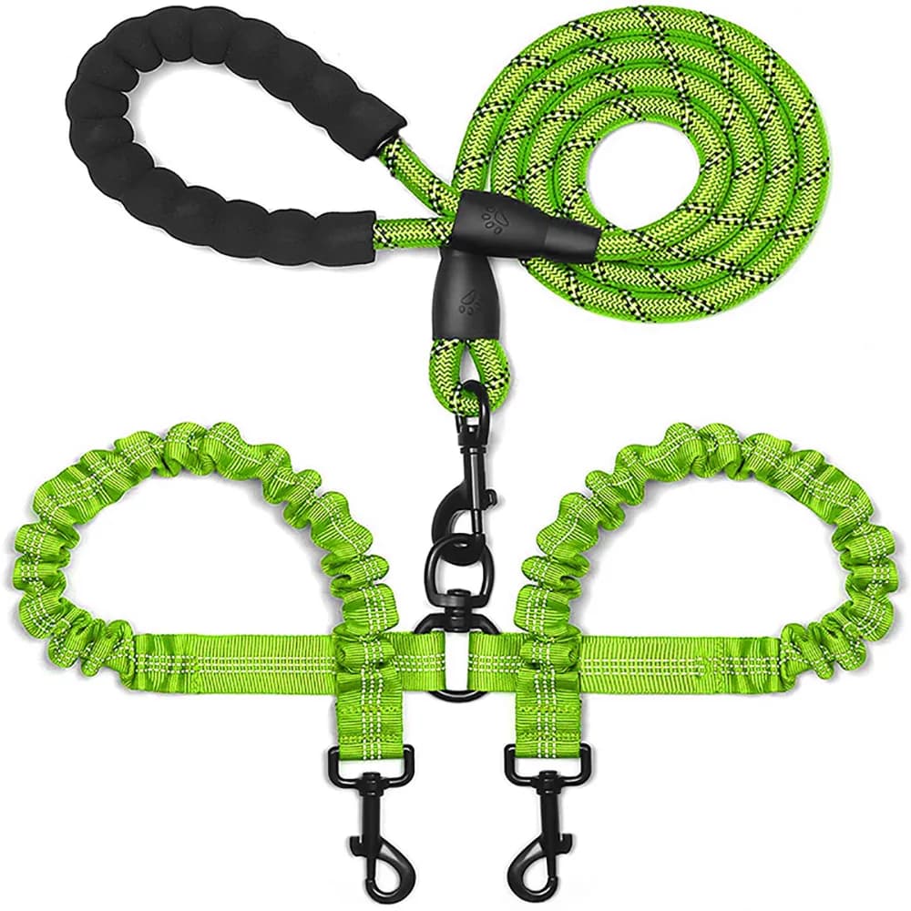 Double Dog Leash Coupler with Poop Bag