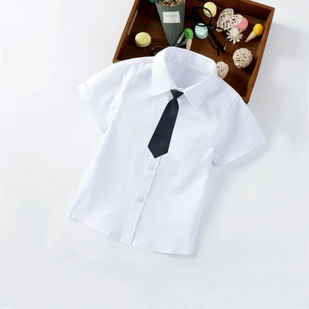 White Cotton Polo Shirt for Boys