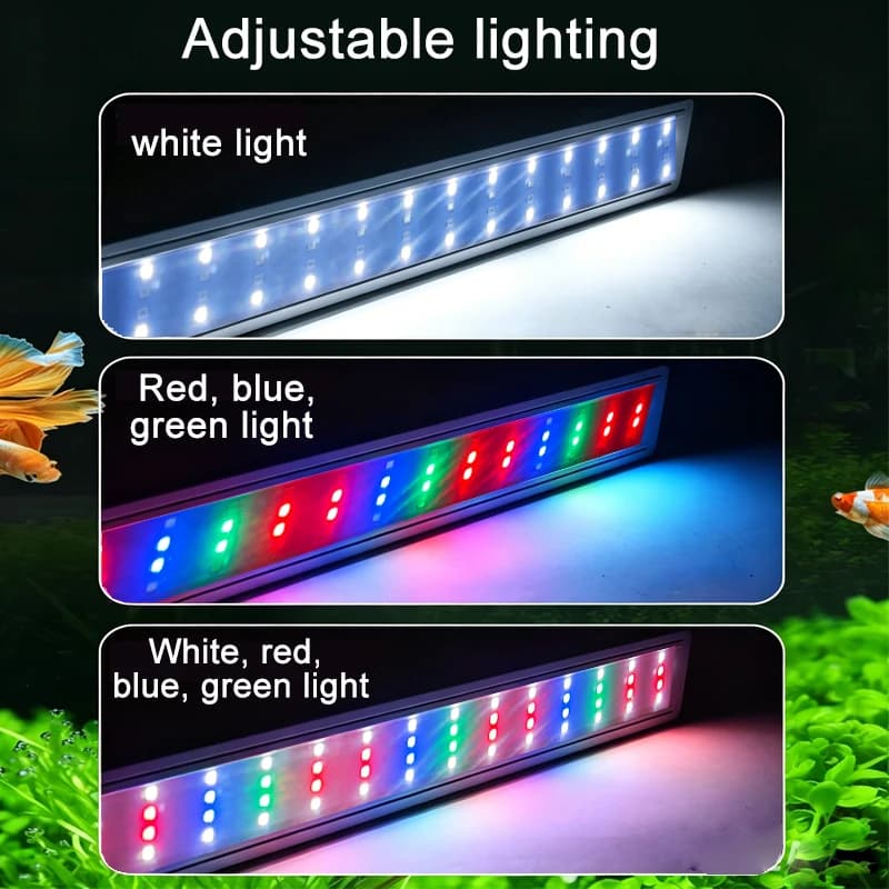 Aquarium LED Fish Tank Light, 3 Color Full Spectrum Adjustable Water Plant Lamp, Telescopic Clip-On Light for 18-75cm Aquariums