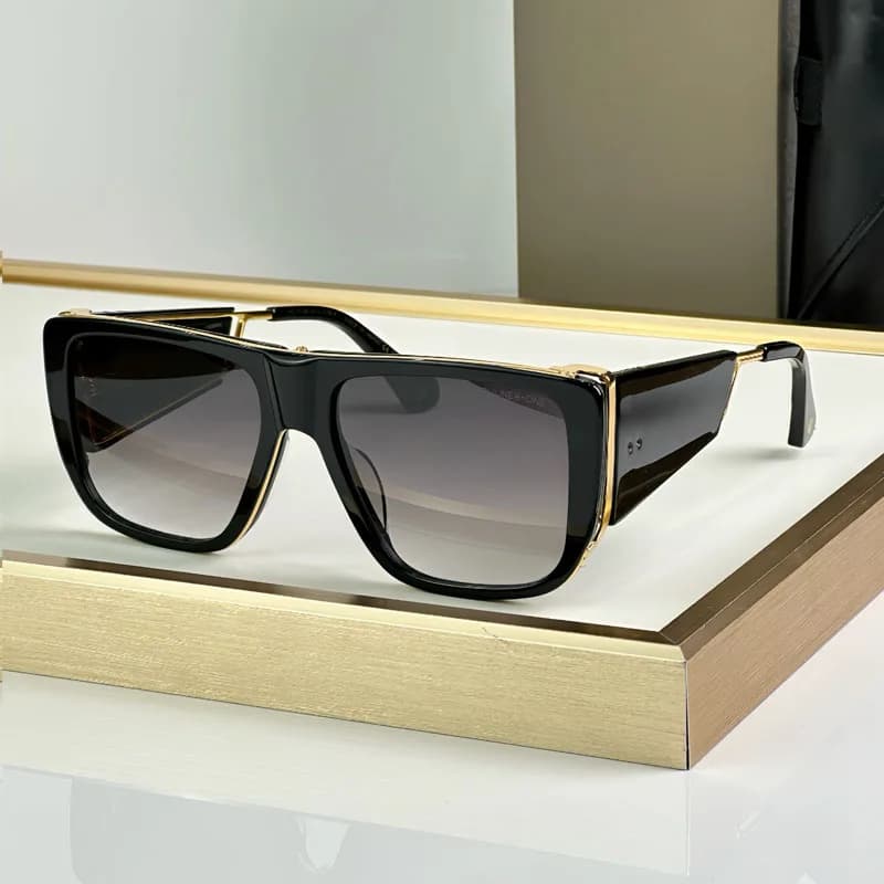 127 Luxury Big Squre Sunglasses with Side Shields for Men Women Acetate Top Quality Vintage Street Fashion UV400 Alloy with Case