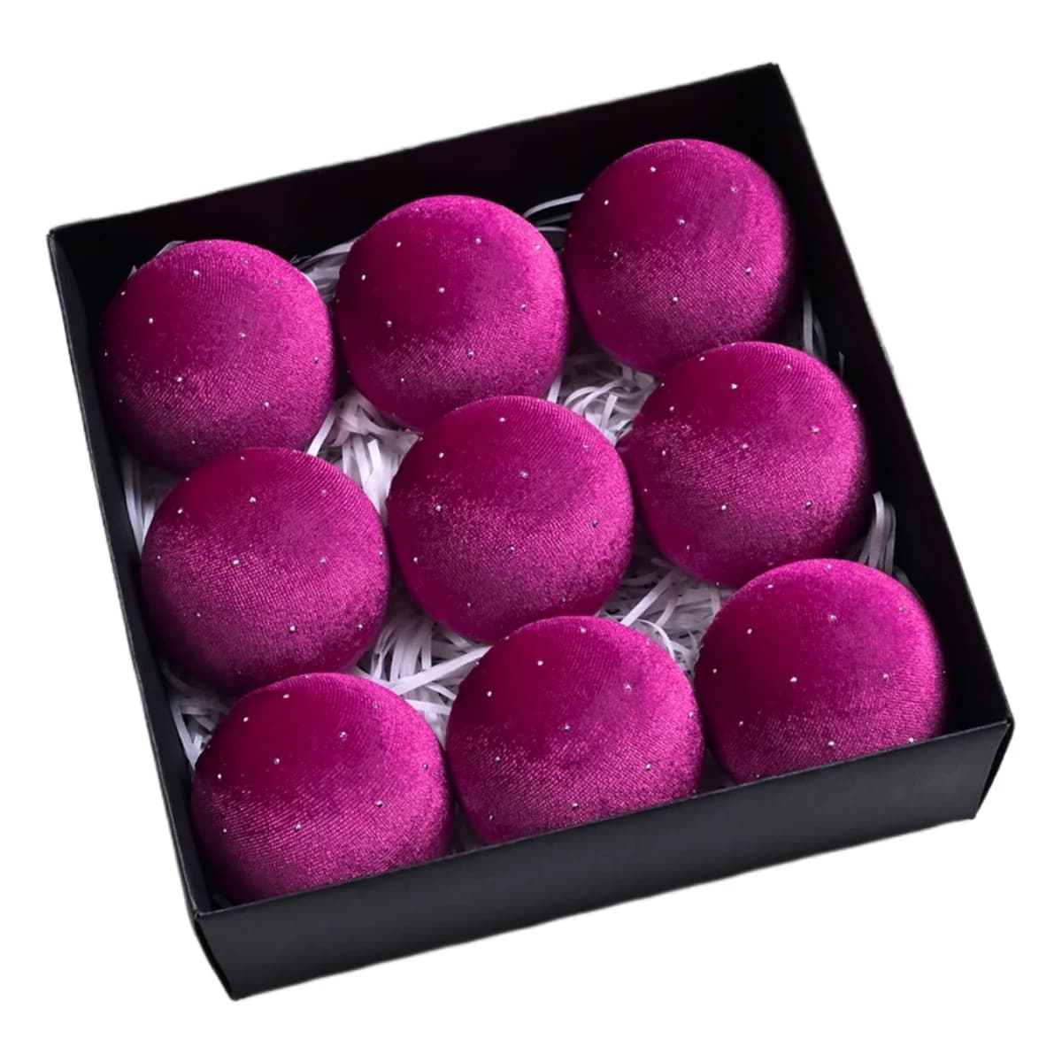 Velvet Christmas Ornaments Set of 9