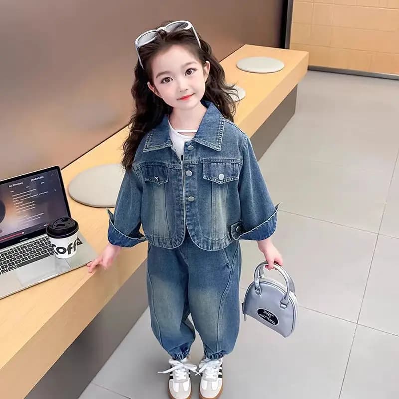 Baby Girls Denim Jacket And Pants Set
