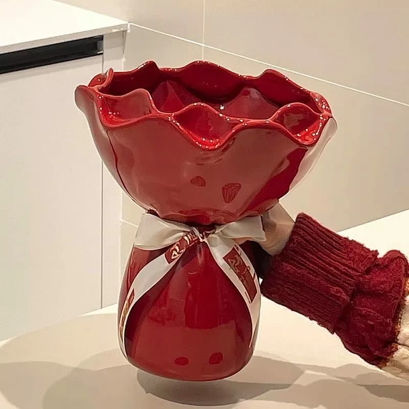 Rose-Shaped Ceramic Vase
