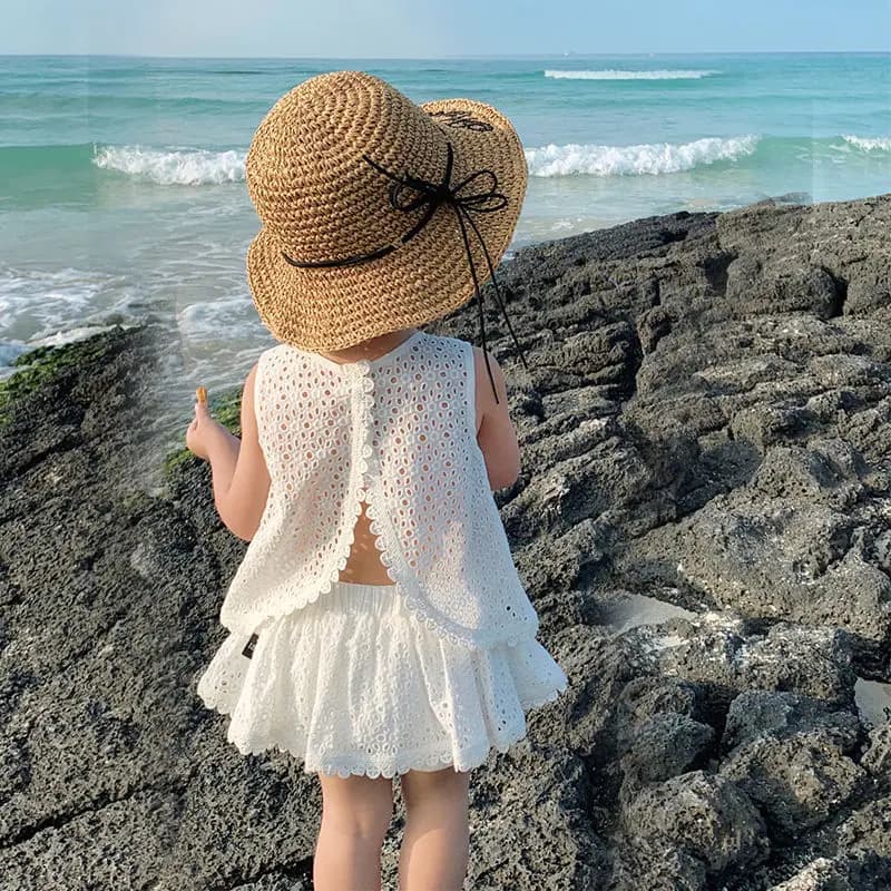 Baby Girl Summer Cotton Halter Vest Denim Shorts Set