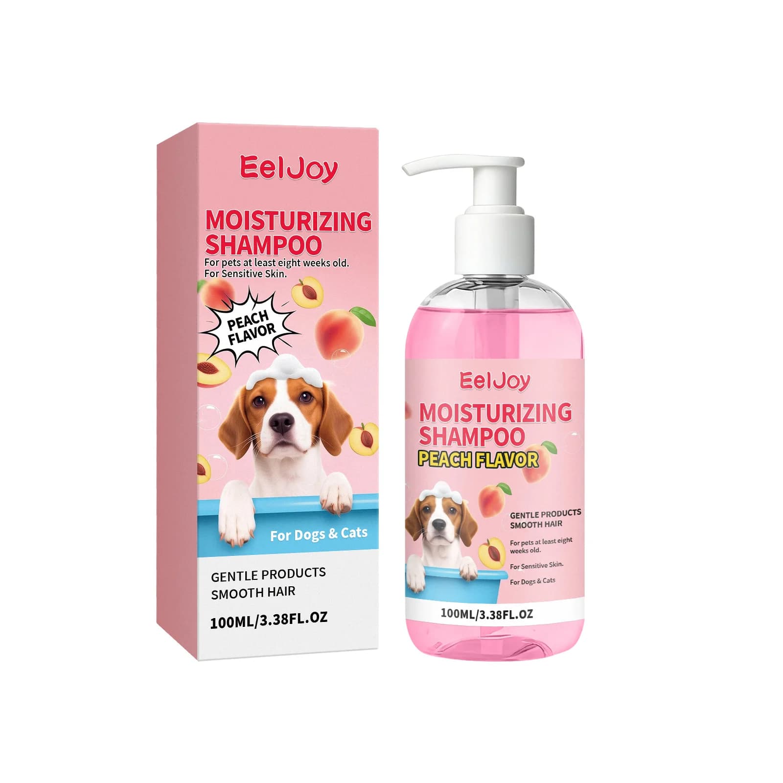 Moisturizing Pet Shampoo Gentle Cleansing Removes Odor Long Lasting Peach Fragrance Reduces Coat Knots Makes Daily Pet Bathing