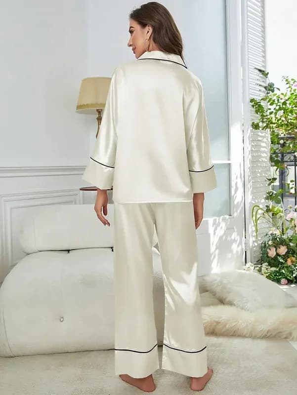 Women's Satin Pajama Set Long Sleeve