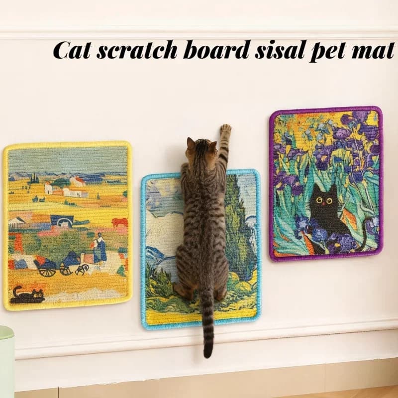 Cat Scratch Board, Sisal Pet Mat, No Debris Falling Off, Wall Sticking, Cat Toys, Wear-resistant Scratch Pads, Pet Supplies