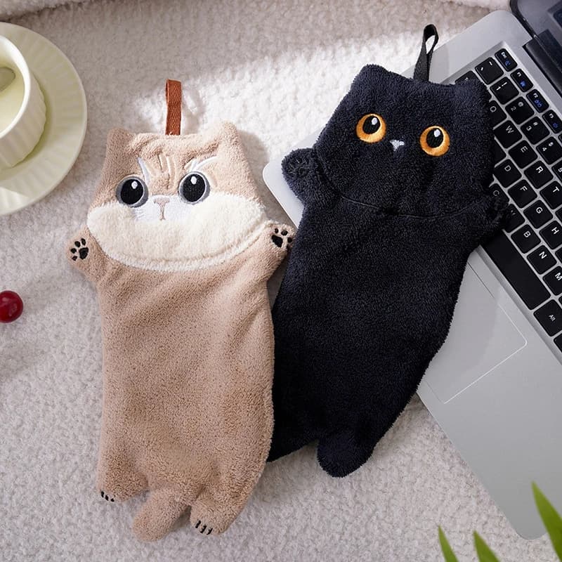 Cute Cat Cartoon Hand Towel