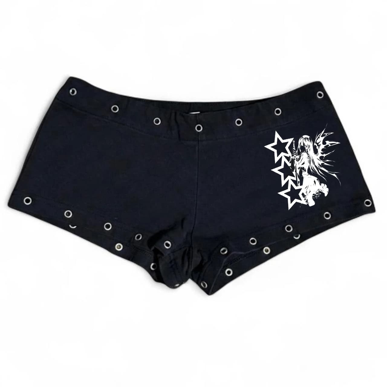 Women's fashion emo Black casual fashion willow nail print Y2K sexy slim fit versatile low waist Gothic hip-hop street and