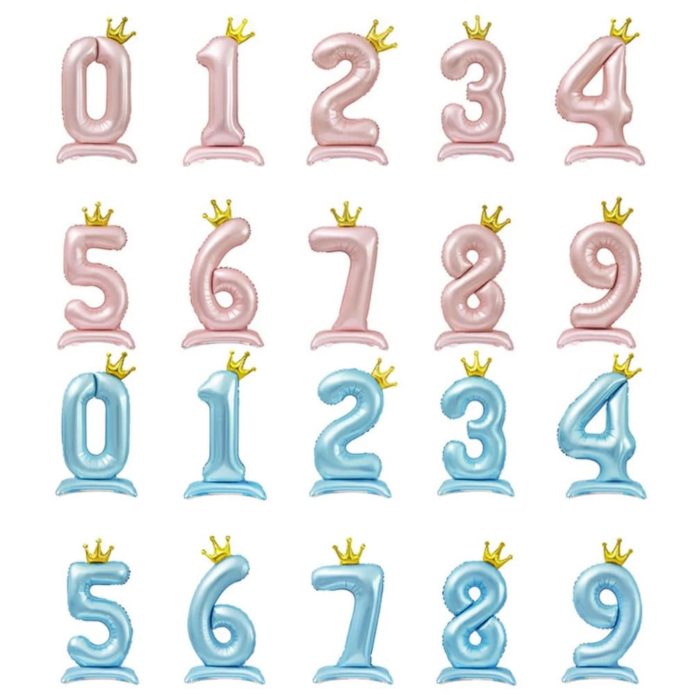 32 Inch Standing Number Balloon With Crown