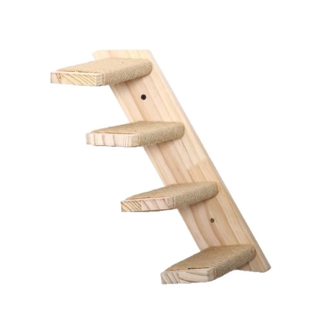 Wooden Cat Wall Shelves with Sisal Scratch Cover