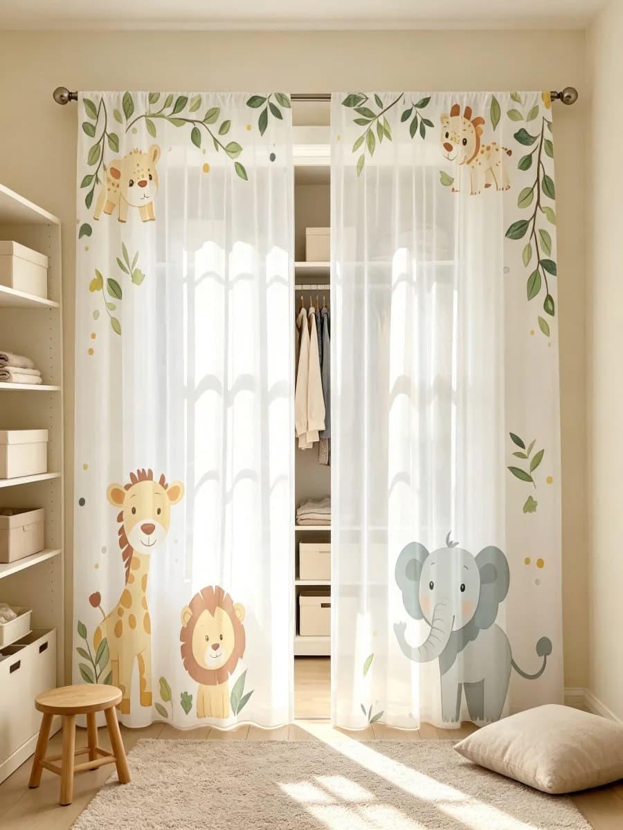 Forest Playground Sheer Curtain Panels
