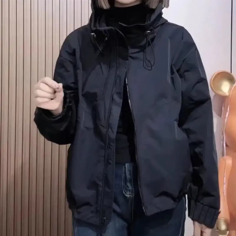 Women's Hooded Stand Collar Short Coat