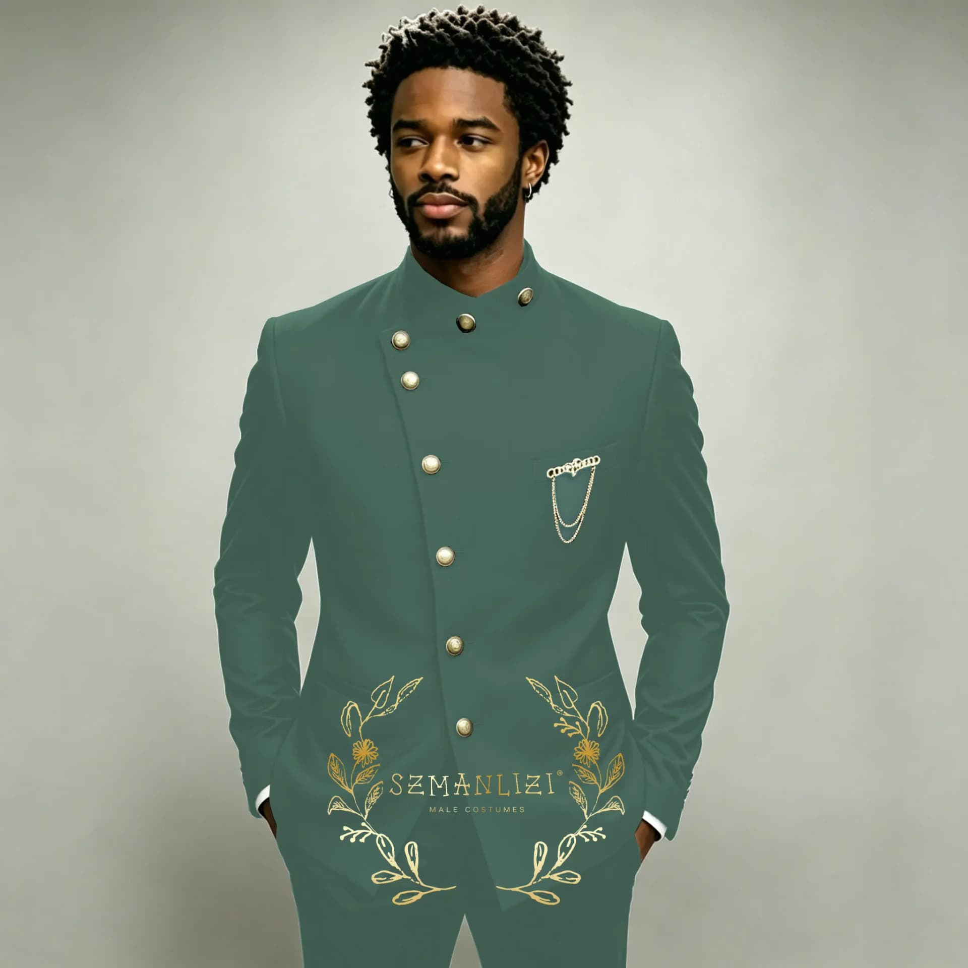 Navy Double Breasted Slim Fit Formal Suit