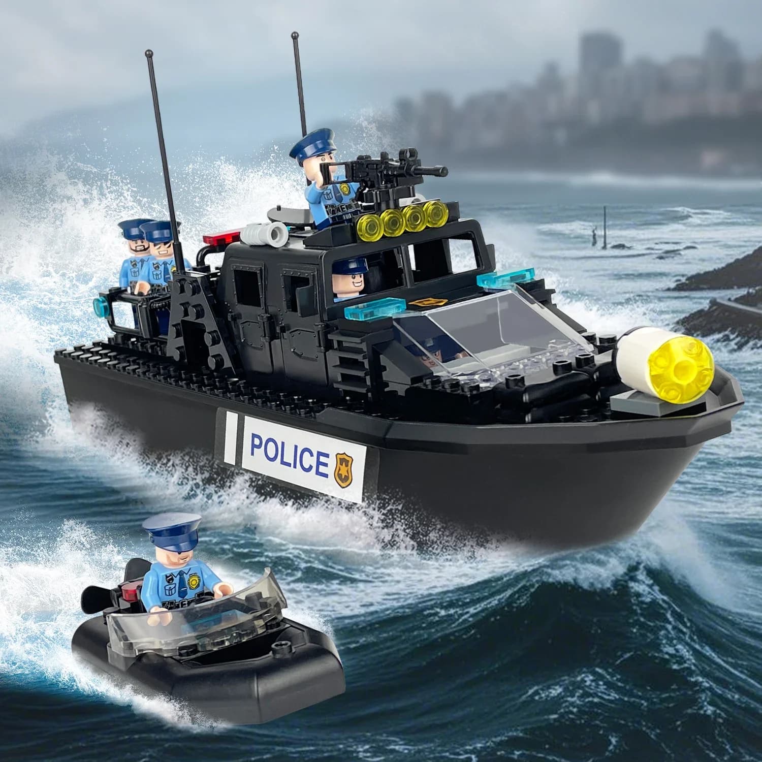 Coast Guard and Police Patrol Ship Building Blocks Set