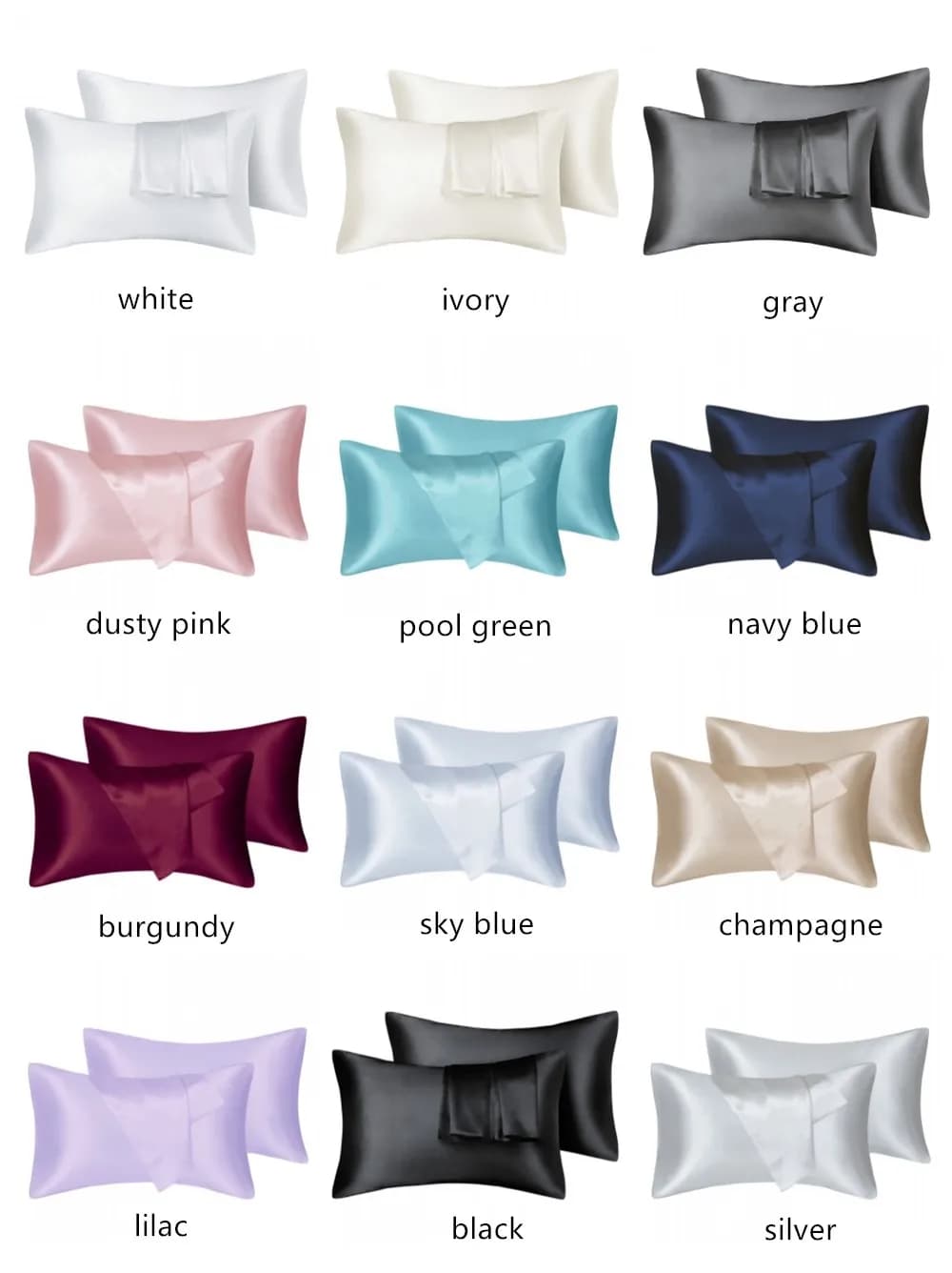 Satin Pillowcases Queen Size Pair