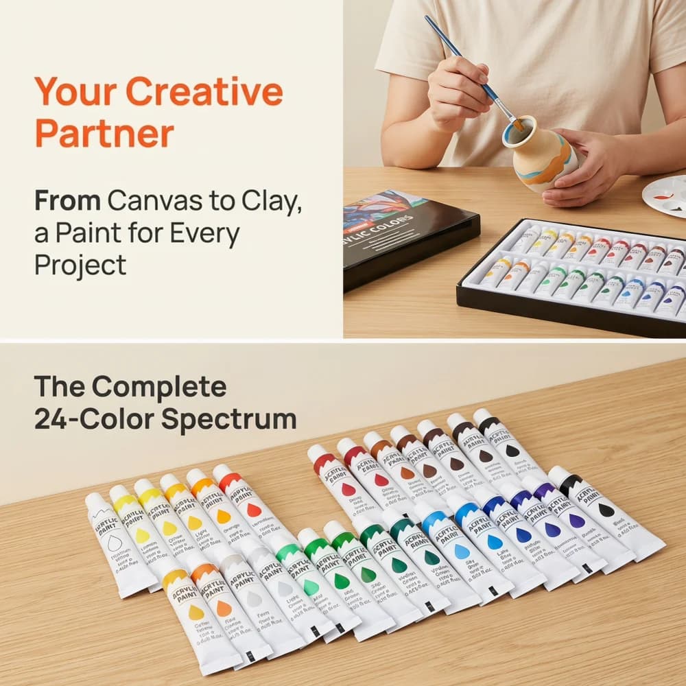 Acrylic Paint Set for Canvas, Wood & Ceramics