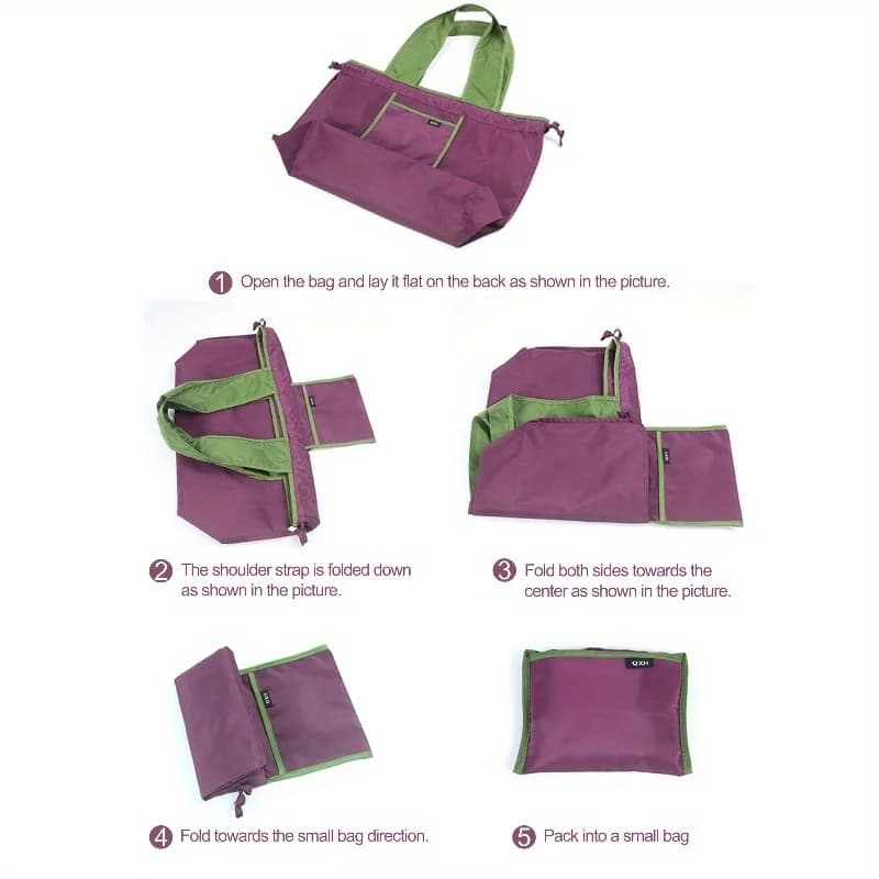 Foldable Reusable Shopping Bag with Drawstring