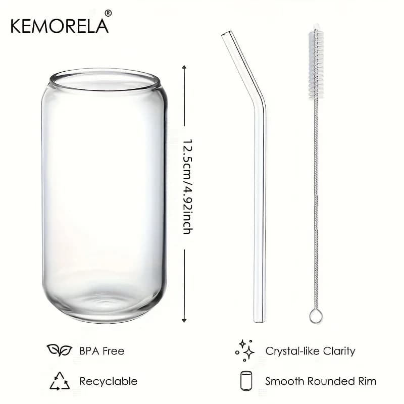 Can-Shaped Glass Drinking Glasses Set of 4