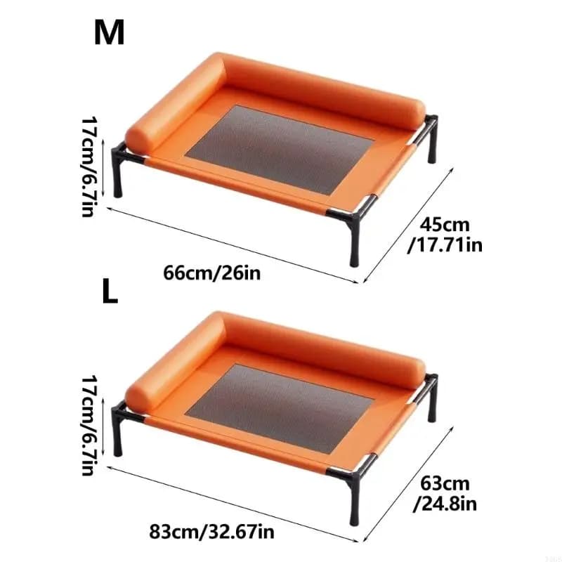 Elevated Dog Bed With Mesh Center And Bolsters