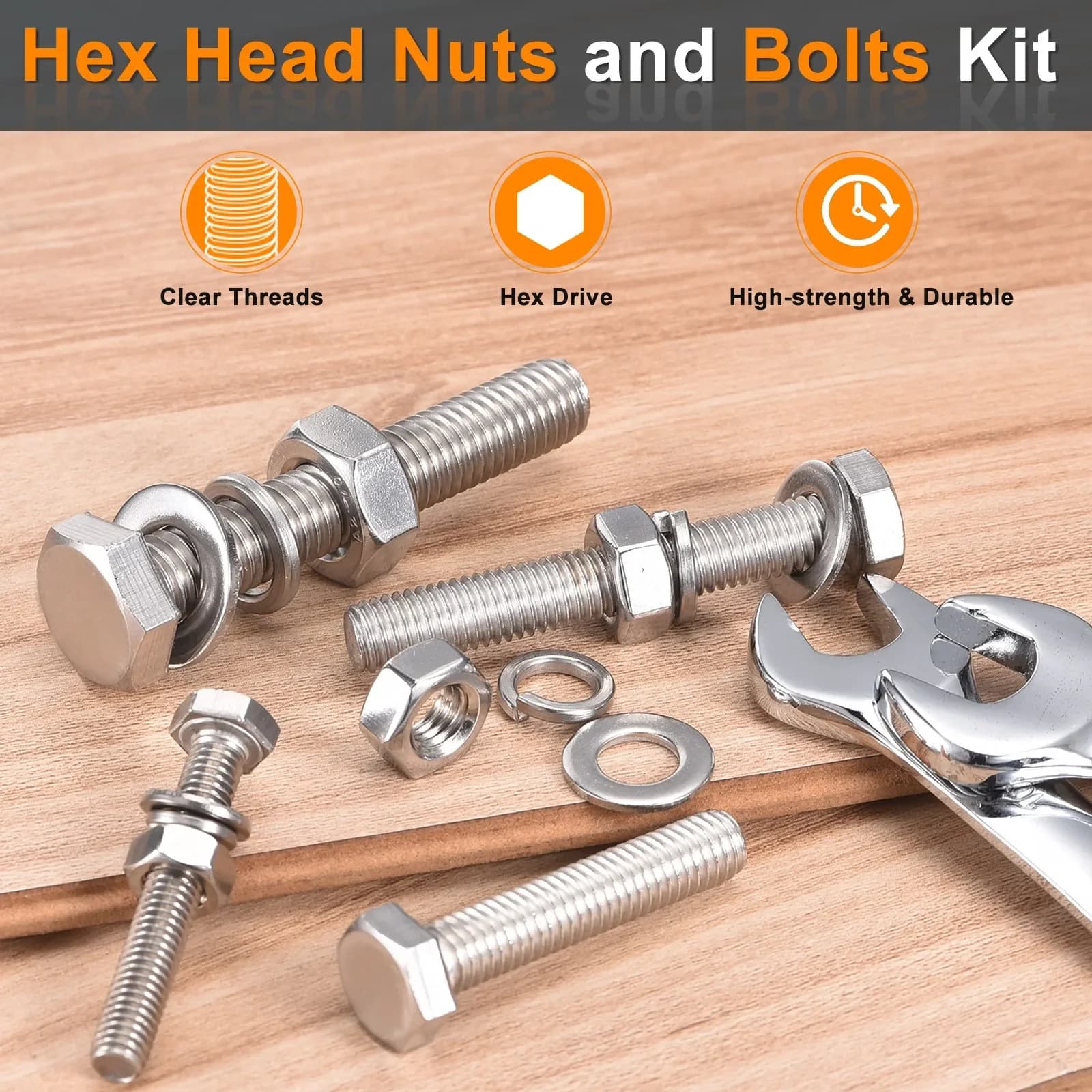 1/4-20 x 5" Hex Head Bolts with Nuts and Washers Kit