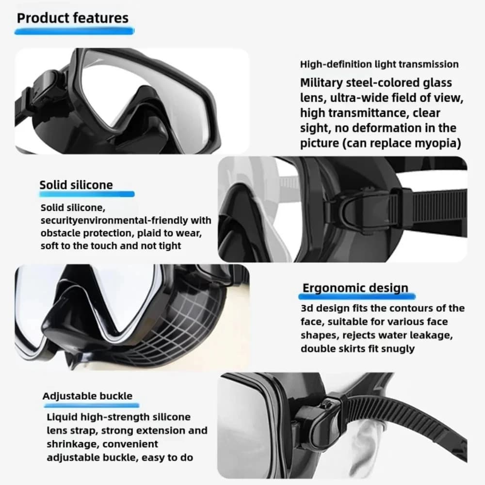 Panoramic Snorkel Set with Tempered Glass Mask