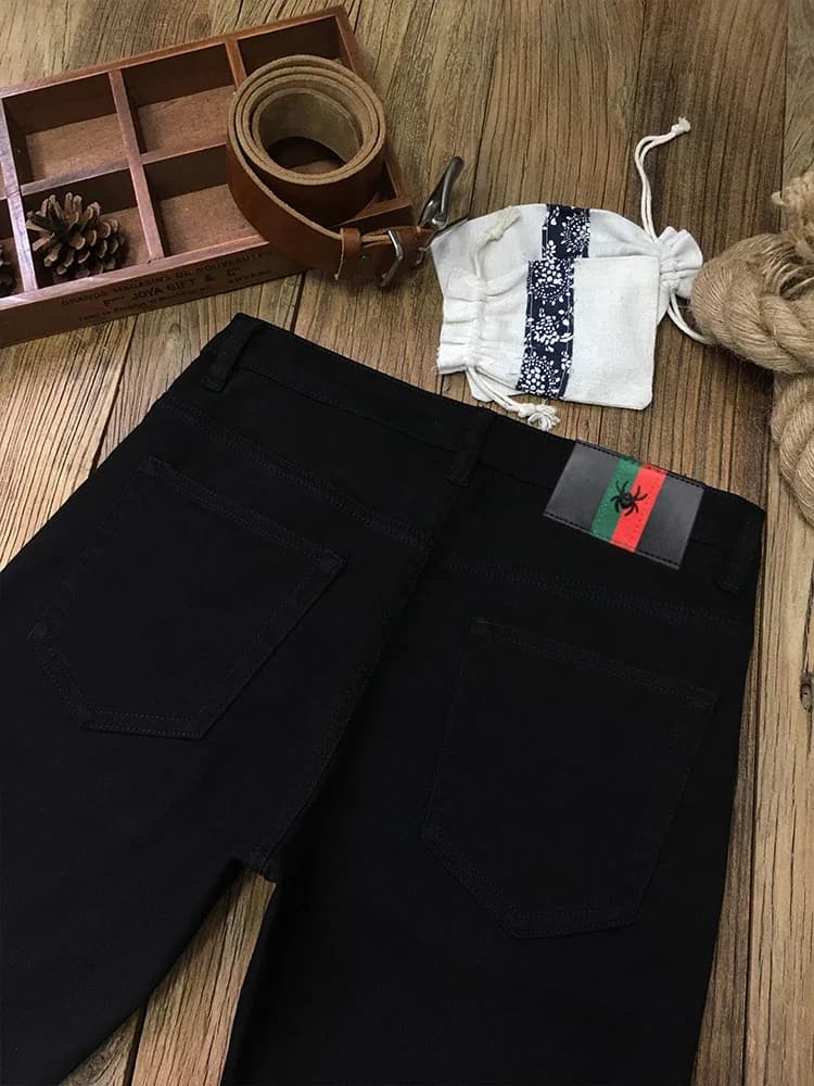Men's Black Elastic Skinny Jeans