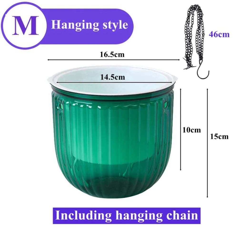 Garden Decoration Self-watering Flower Pot Plant with Drainage Holes Hanging Flower Pots with Chain Lazy Planter Home Decor