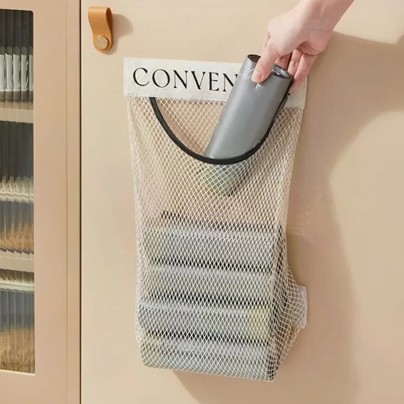 Wall Mount Mesh Storage Bag Organizer