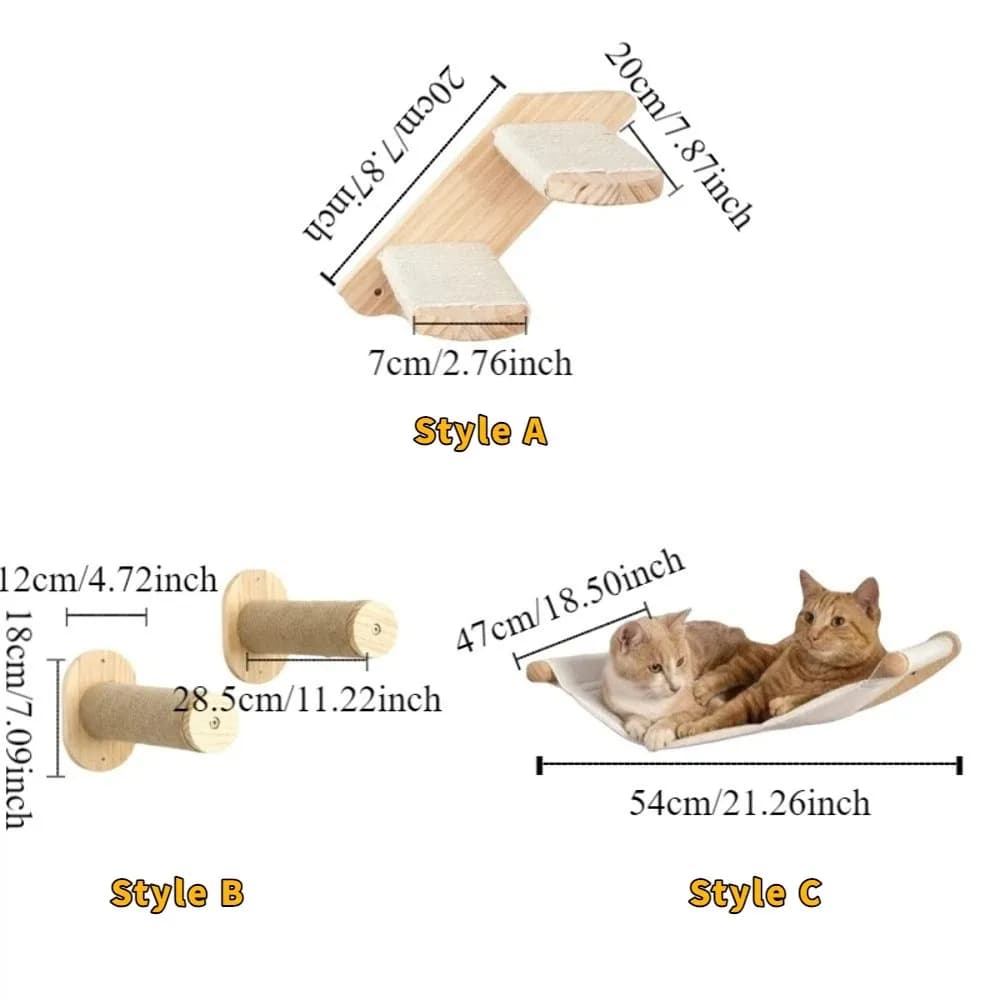 Wooden Cat Climbing Shelf with Sisal Rope