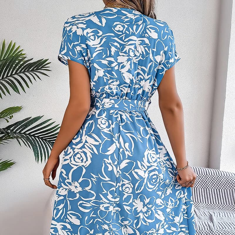 Boho Floral Pleated Summer Dress